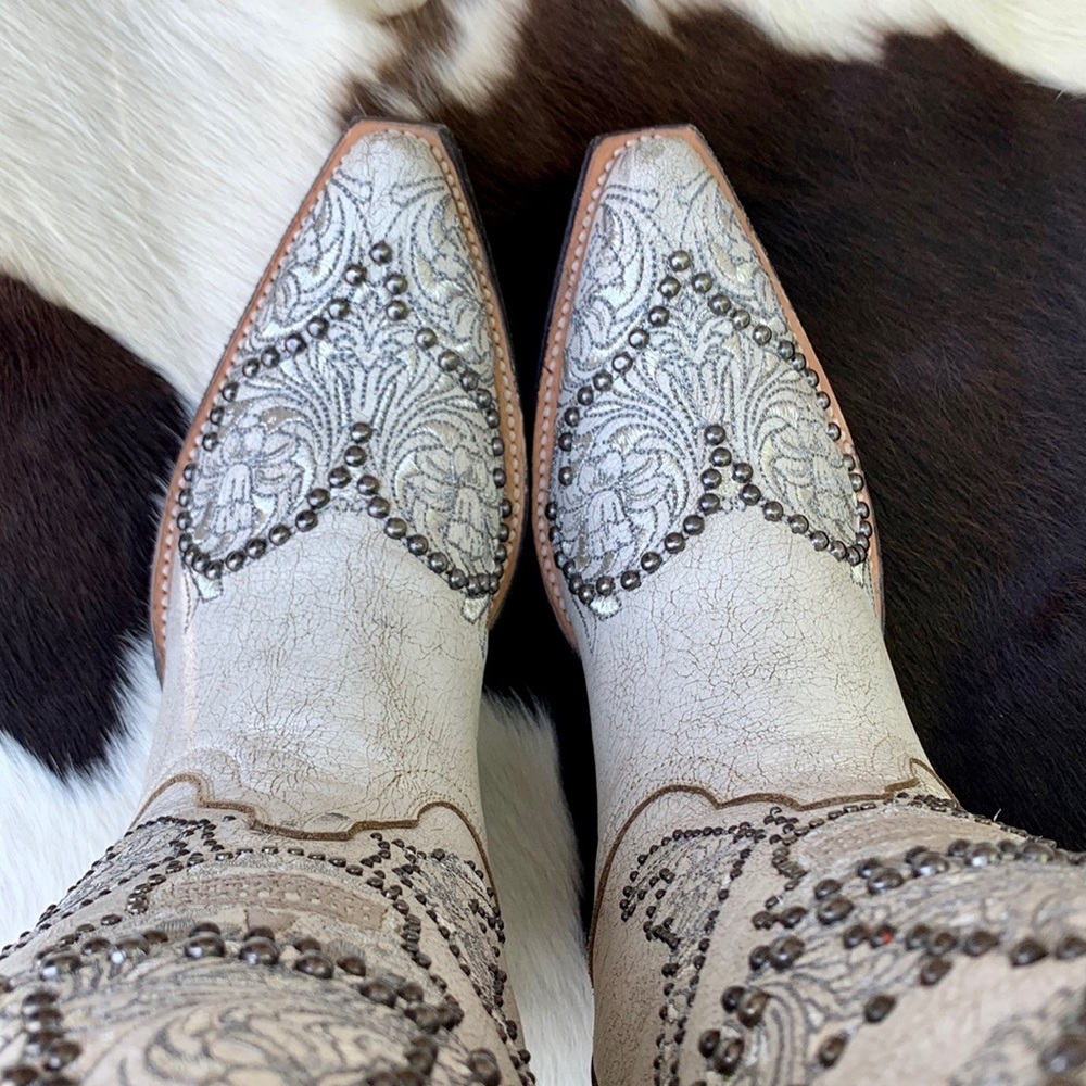 SOLD OLD GRINGO L&L Skull Studded Sombrero Pistol White Cowgirl Western Boots 8 - Picture 9 of 11